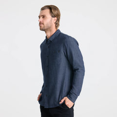 Scholar Chambray Button Up Shirt - Mid Indigo