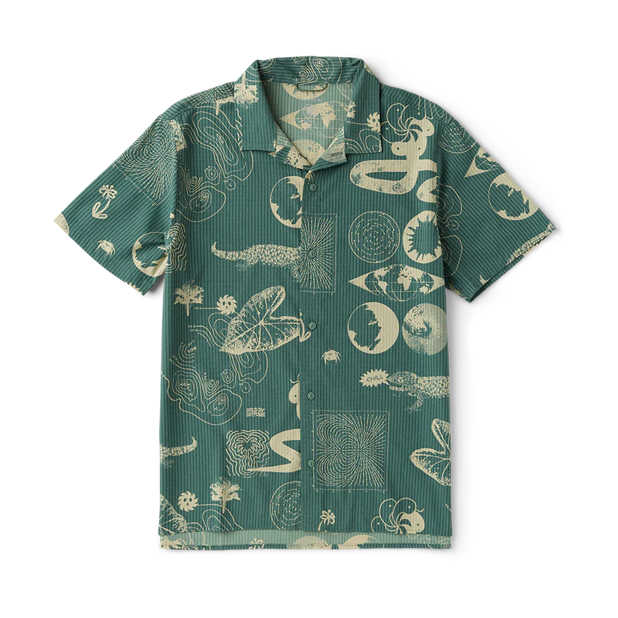 Bless Up Trail Button Up Shirt - Slate Green/Tan